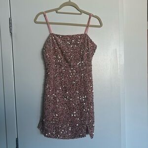 NWOT Small Pink Lily Boutique Pink Sequin Dress with zipper back